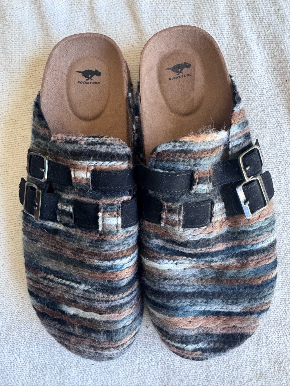 Rocket Dog Women's Striped Wool Clog - Multi Brown/Gray-Size 9.5
